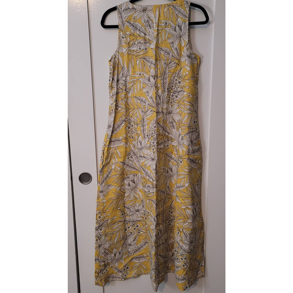 J. Jill	Love Linen Maxi Yellow Floral Tropical Maxi Dress	 -Size: S Tall - Picture 2 of 8